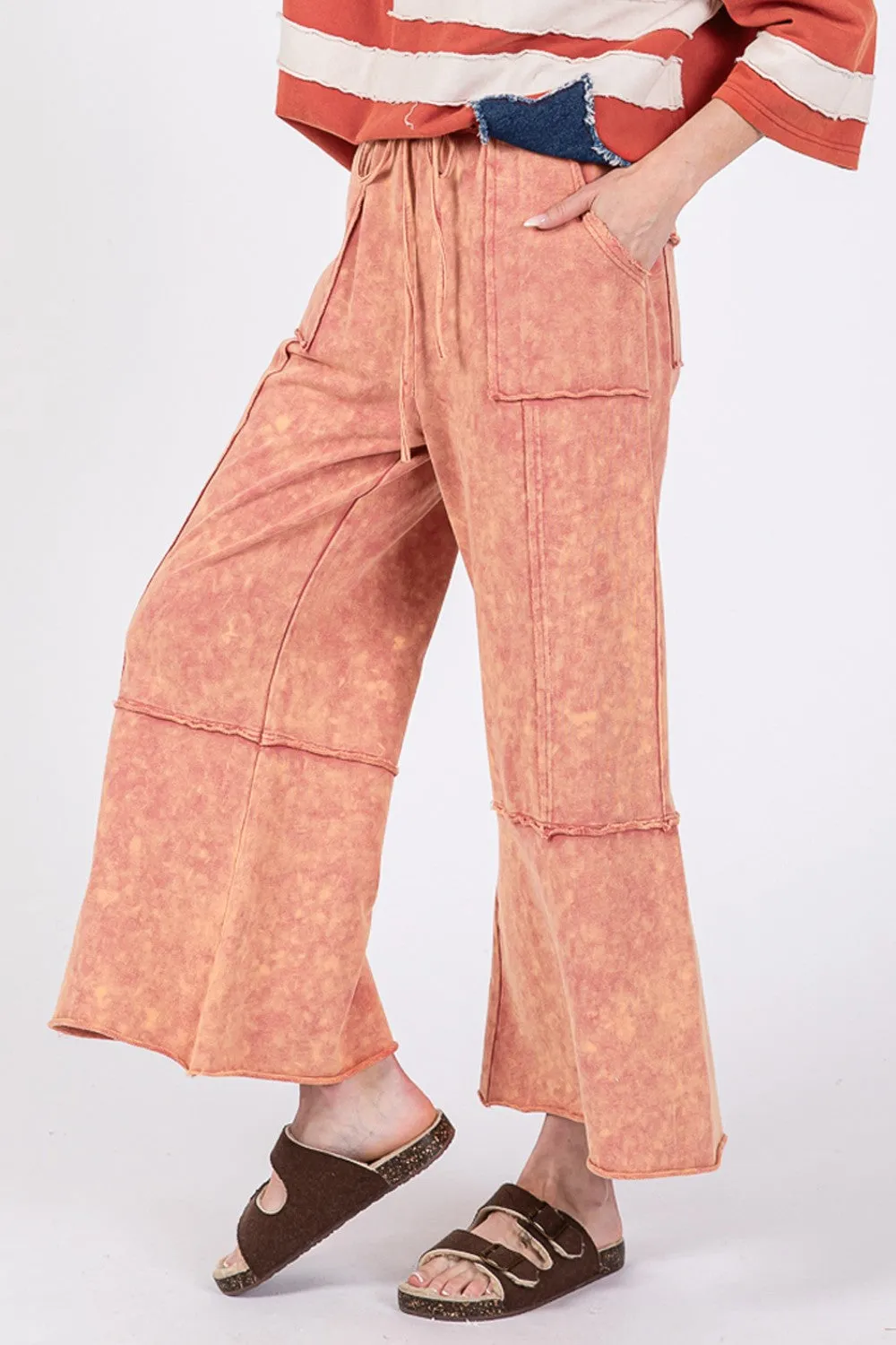 🌟 SAGE   FIG Mineral Washed Terry Wide Leg Pants 🌟