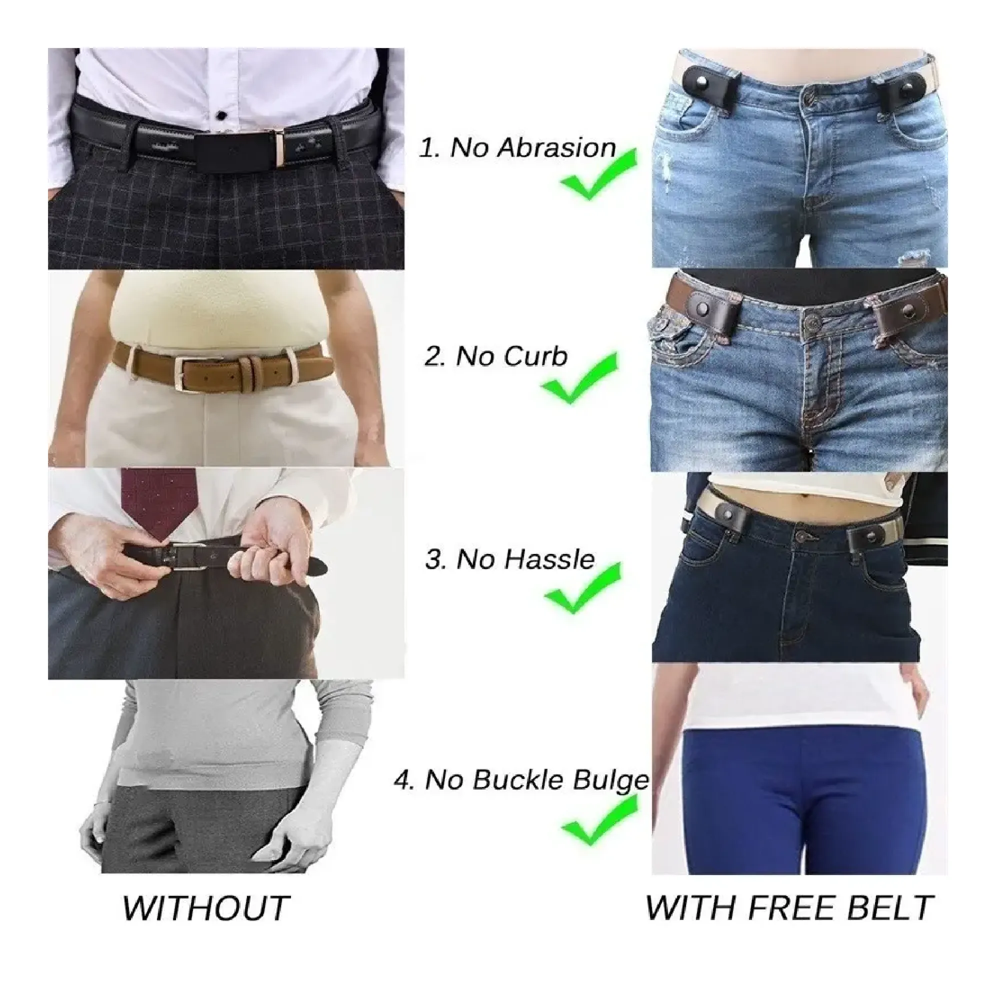 1pc Trendy No Buckle Elastic Waist Belt For Men - Adjustable And Comfortable Solution For Jeans