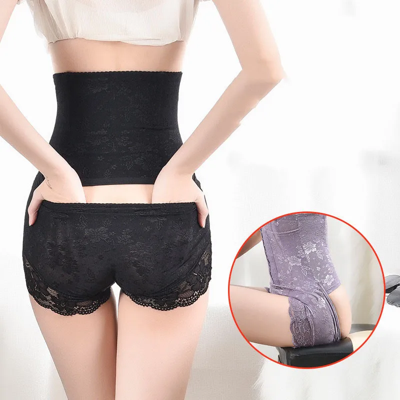 Abdomen panties, hip shaping jacquard lace waist shaping pants