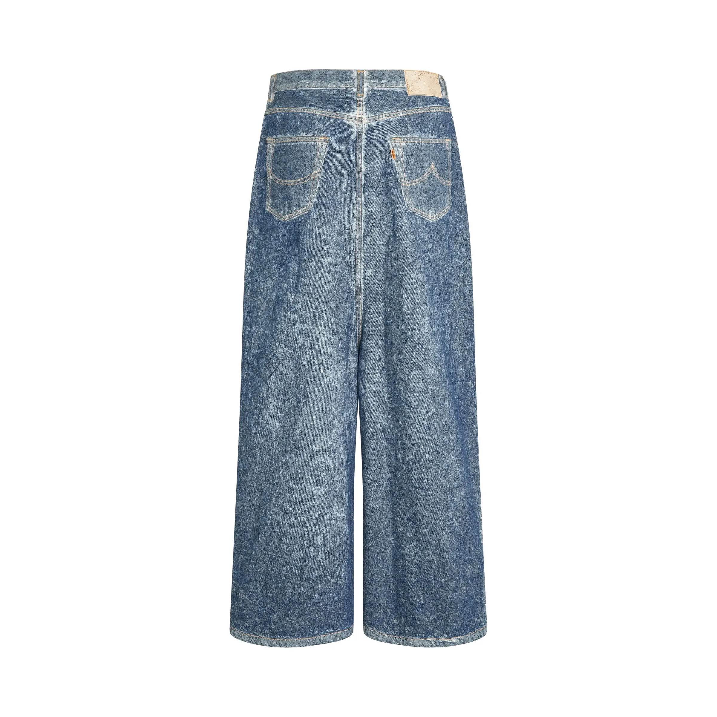 Acid Wash Denim Pants in Indigo