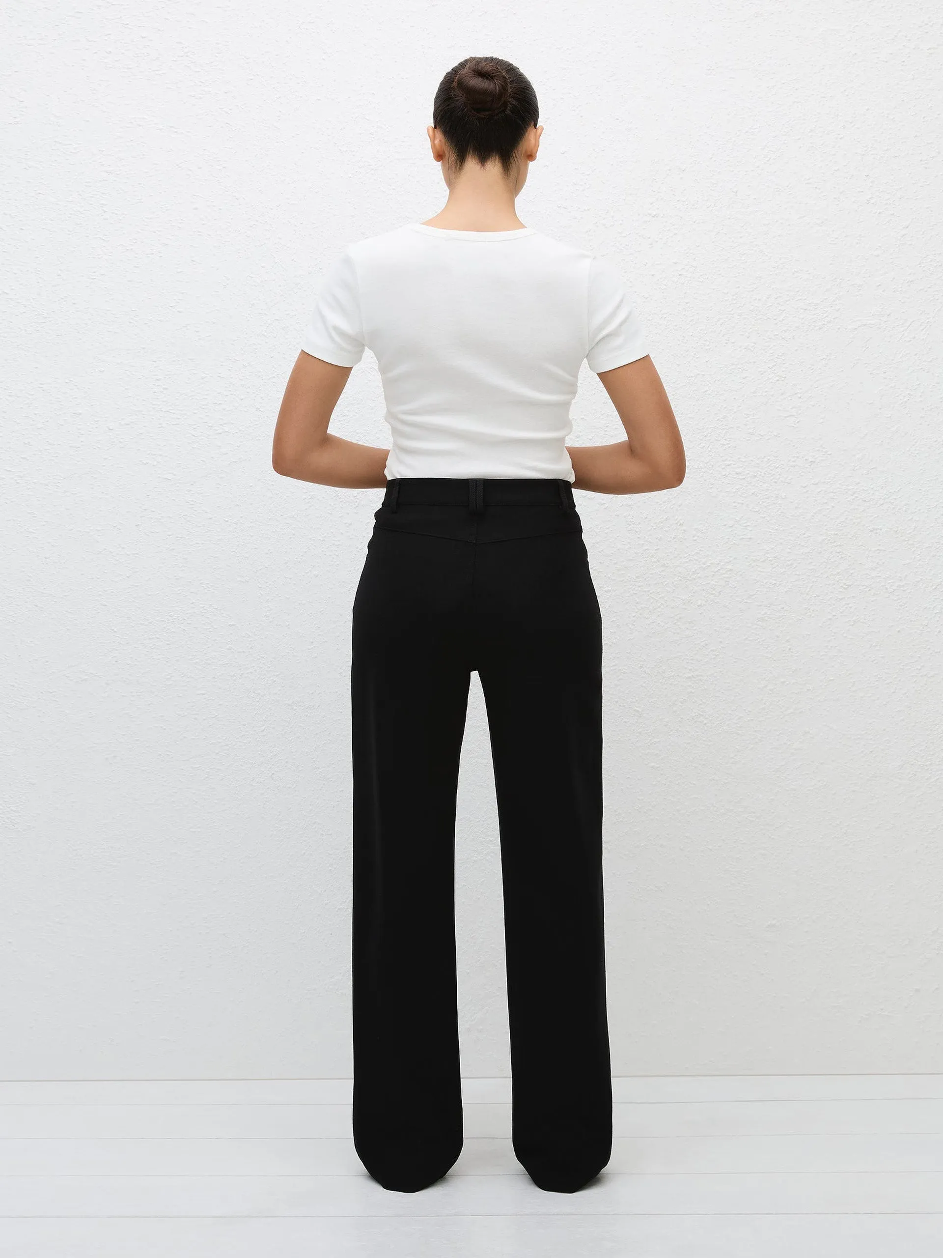 Black relaxed crepe pants