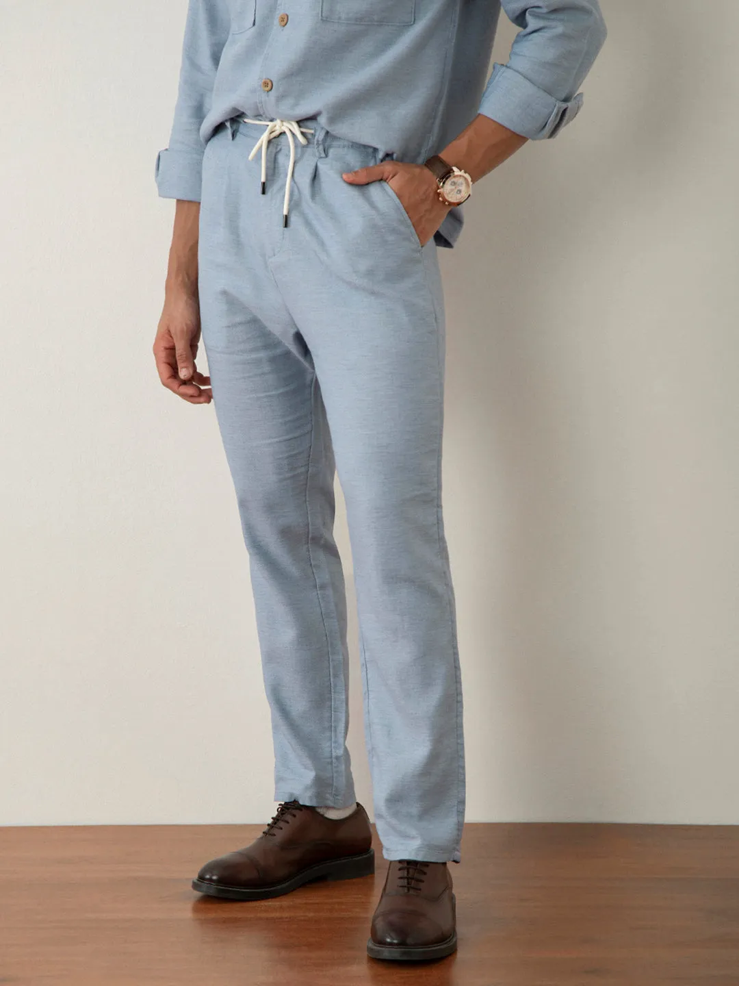 Blue Cotton Lightweight Pants