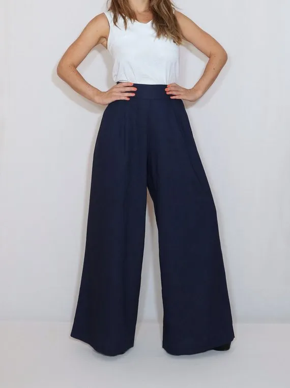 BLUE FLAIRED PANT WITH STRING K77000-P