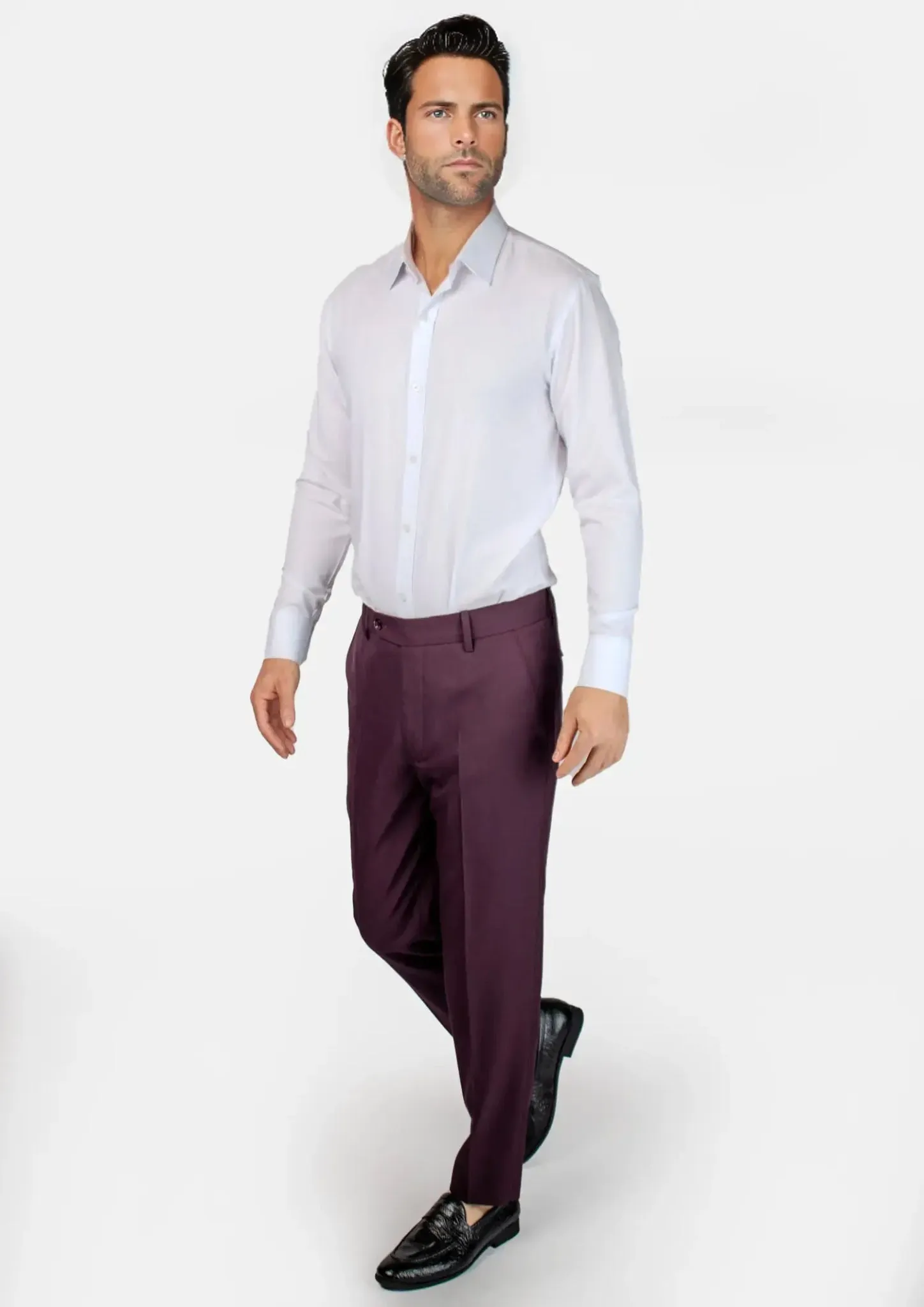 Burgundy Sharkskin Pants