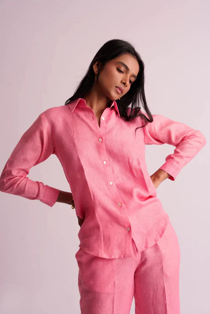 Comfortable 100% Linen Shirt with Pearl button