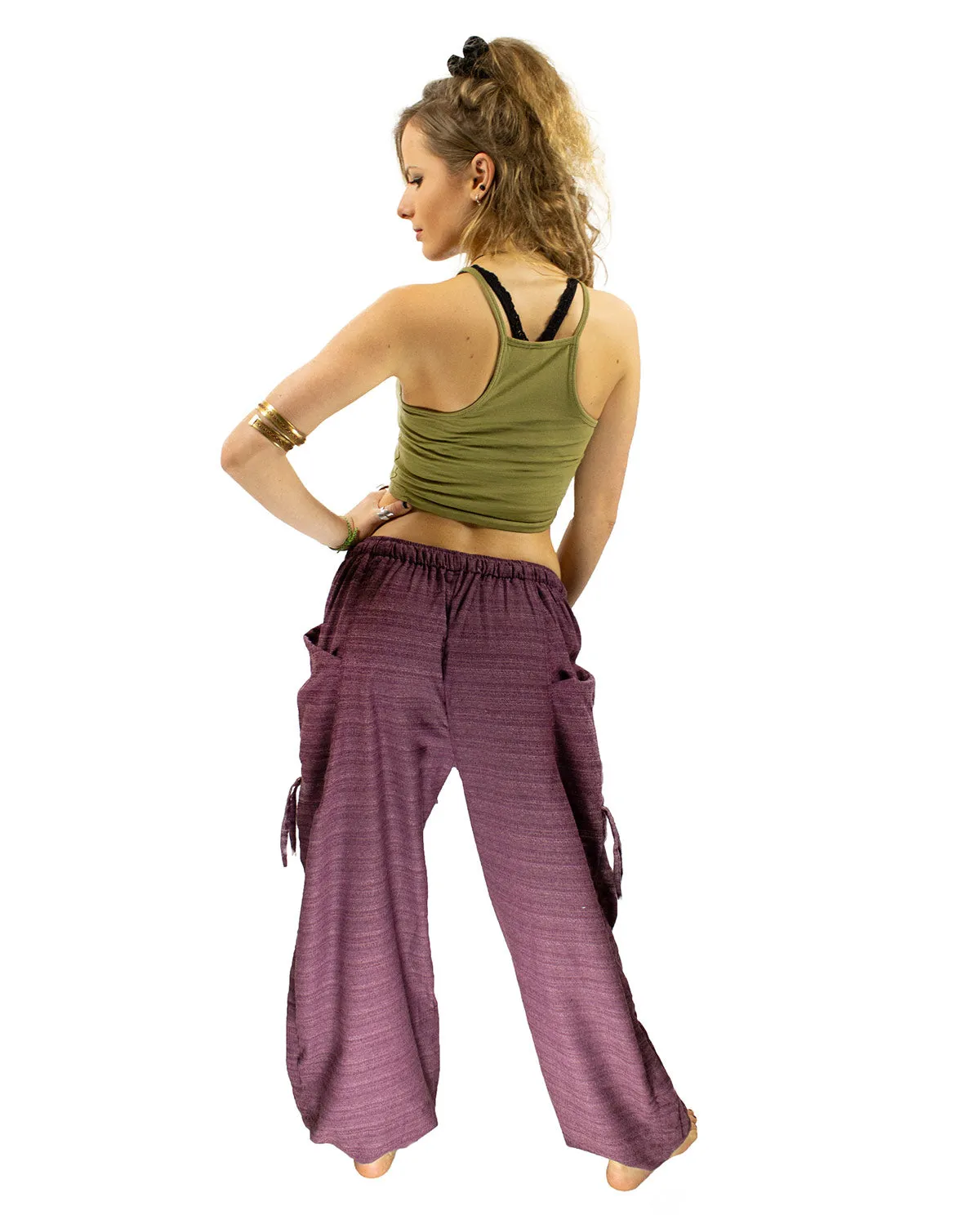 Cotton Low rise Harem Spiral Trousers Purple