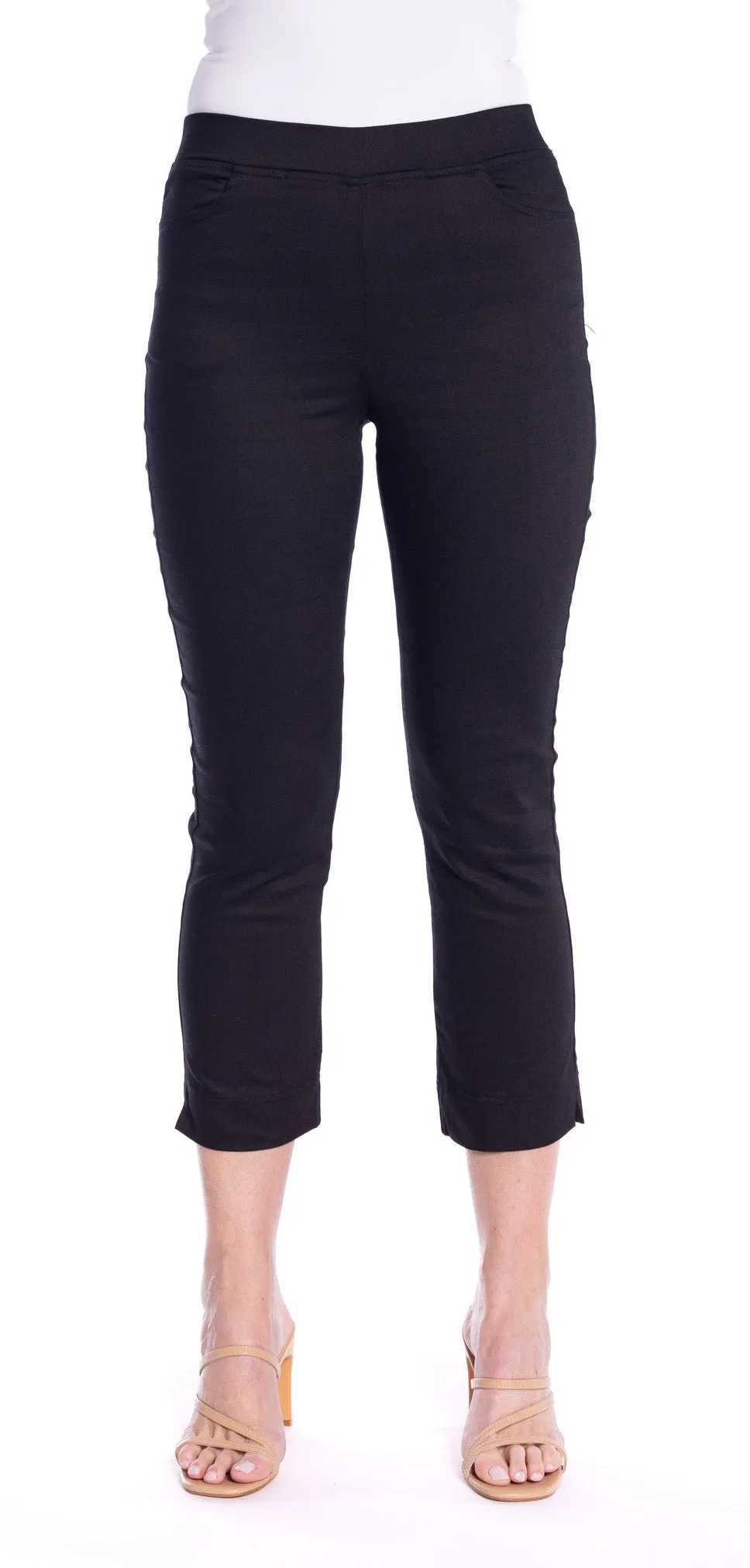 Cropped Skinny Leg Pants by Cafe Latte - Black