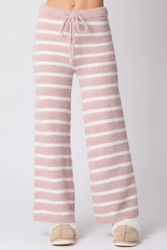 Dana Long Sleeve Striped Sweater Top And Pants Set Pink