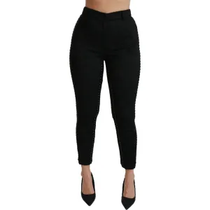 Dolce & Gabbana Elegant High Waist Skinny Black Brocade Pants