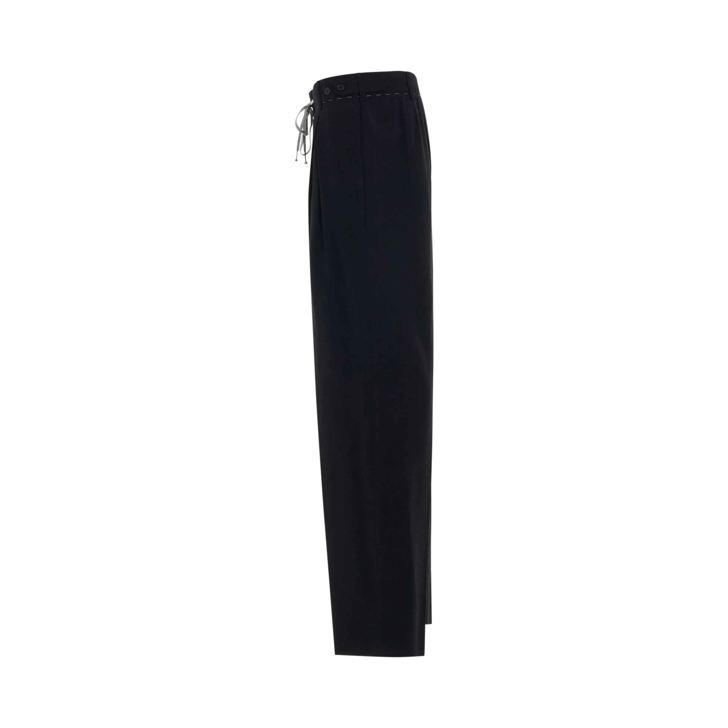 Drawstring Cotton Pants in Black