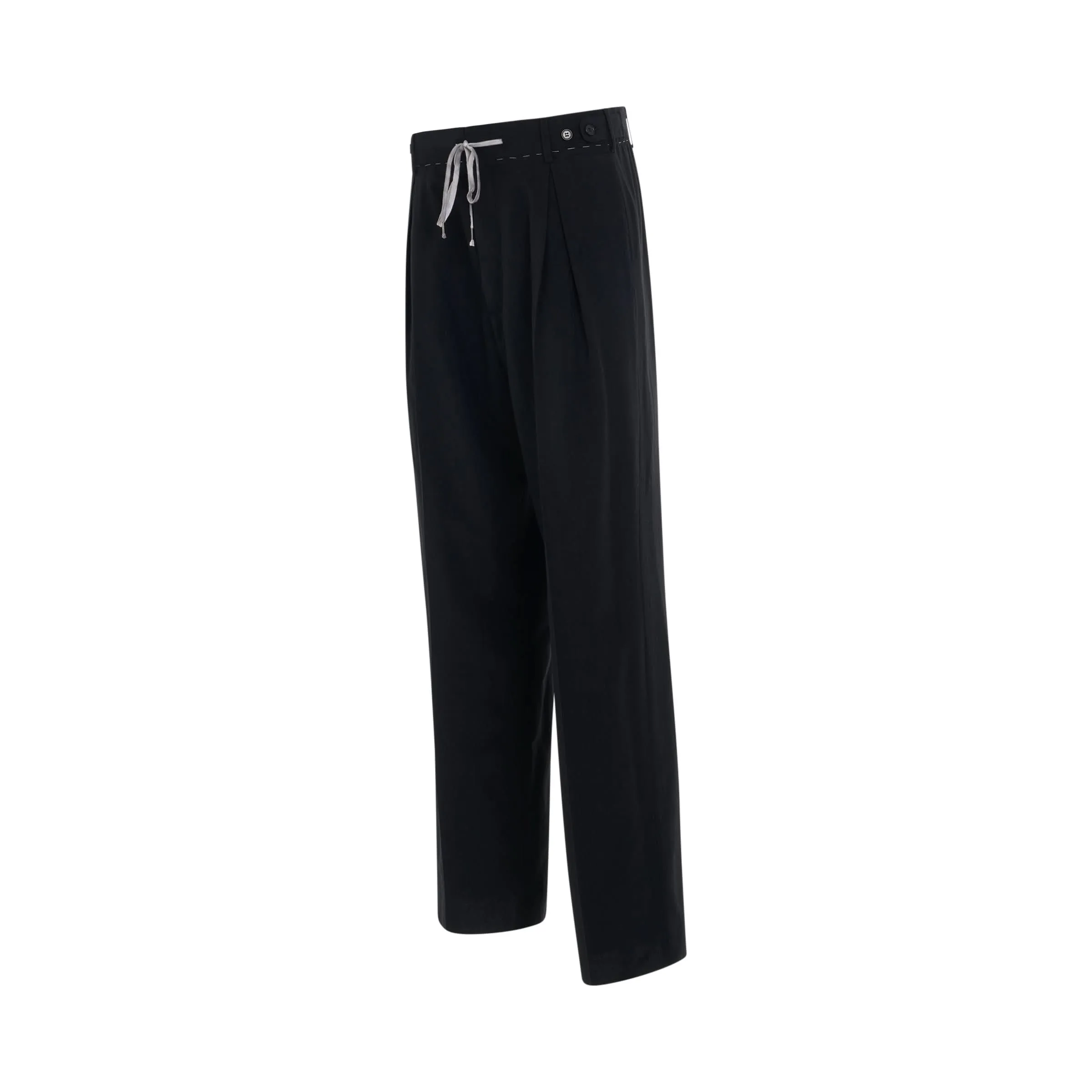 Drawstring Cotton Pants in Black