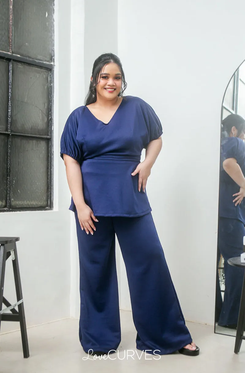 Flared Long Pants - Navy Blue