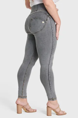 Grey Denim Curvy High Waist Ankle Length