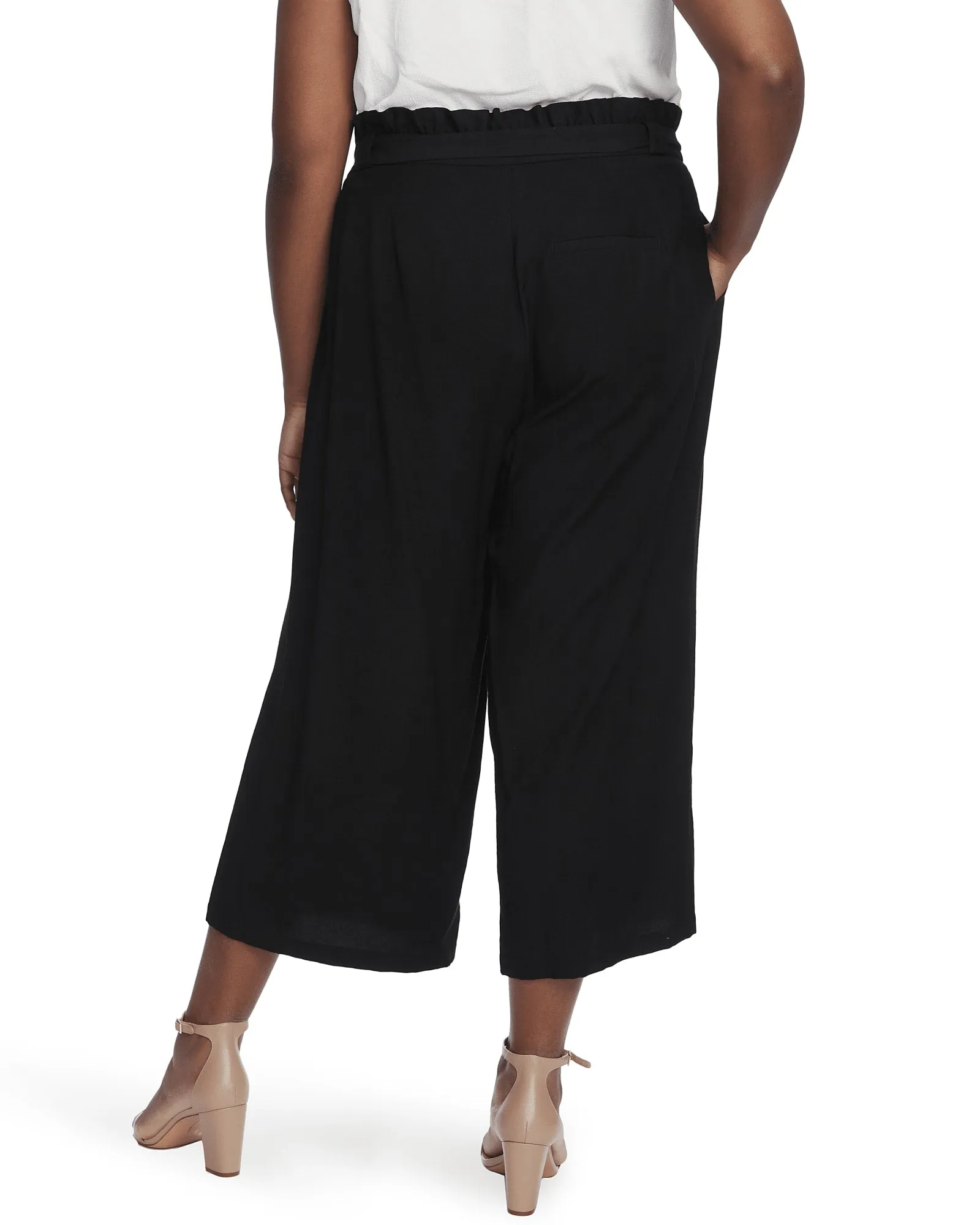 Heather Cropped Paperbag Pants | 060-RICH BLACK