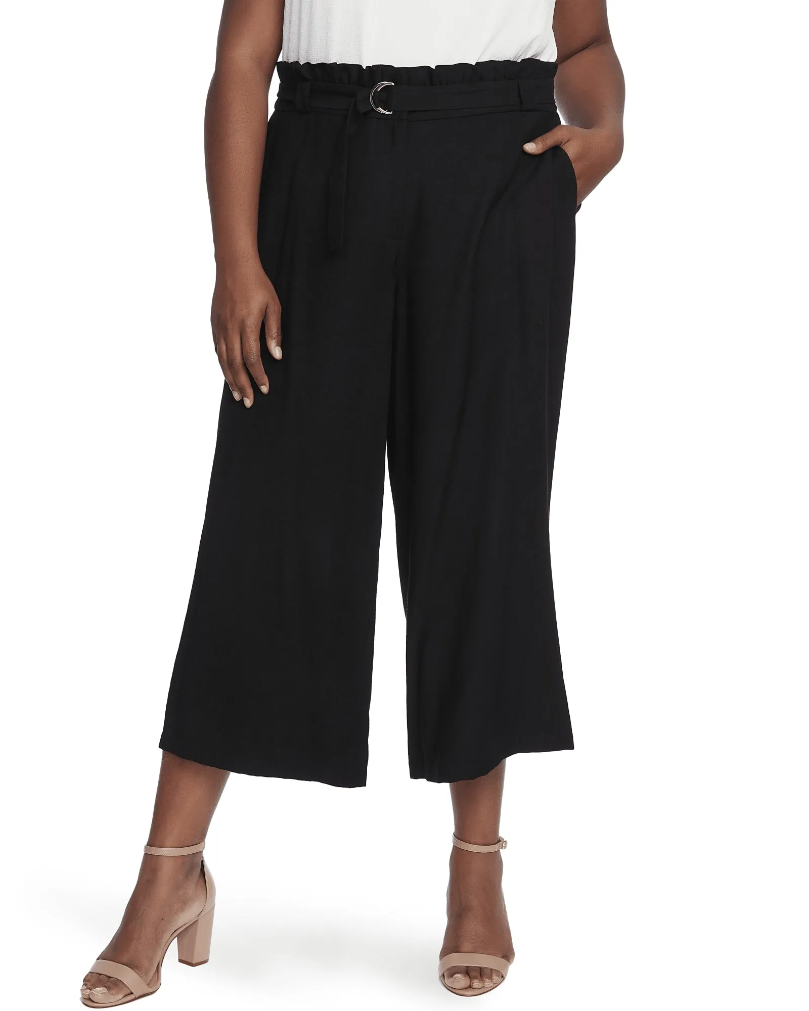 Heather Cropped Paperbag Pants | 060-RICH BLACK