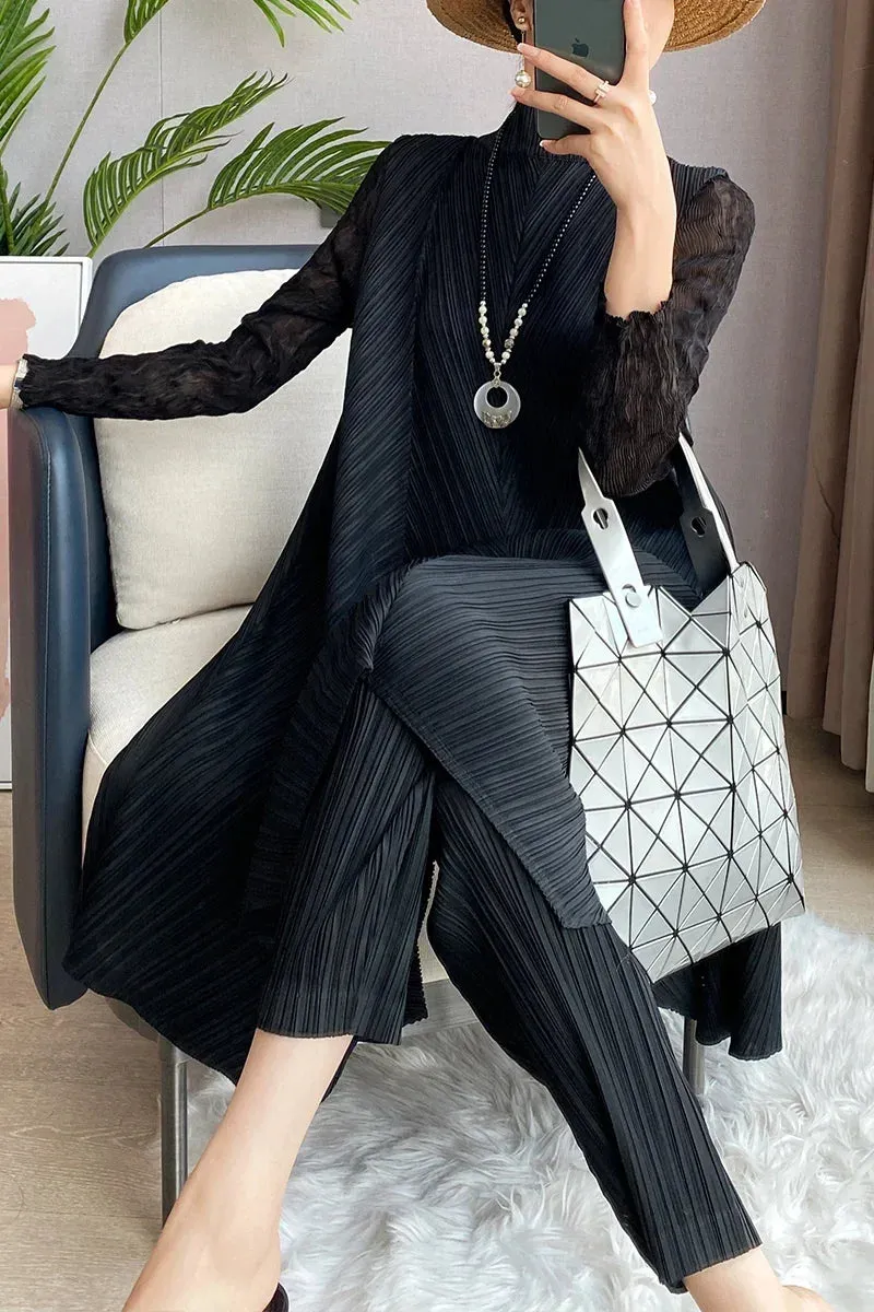 HEYFANCYSTYLE Elegant Comfortable Pleated 2-Piece Set