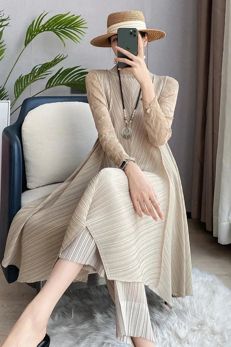 HEYFANCYSTYLE Elegant Comfortable Pleated 2-Piece Set