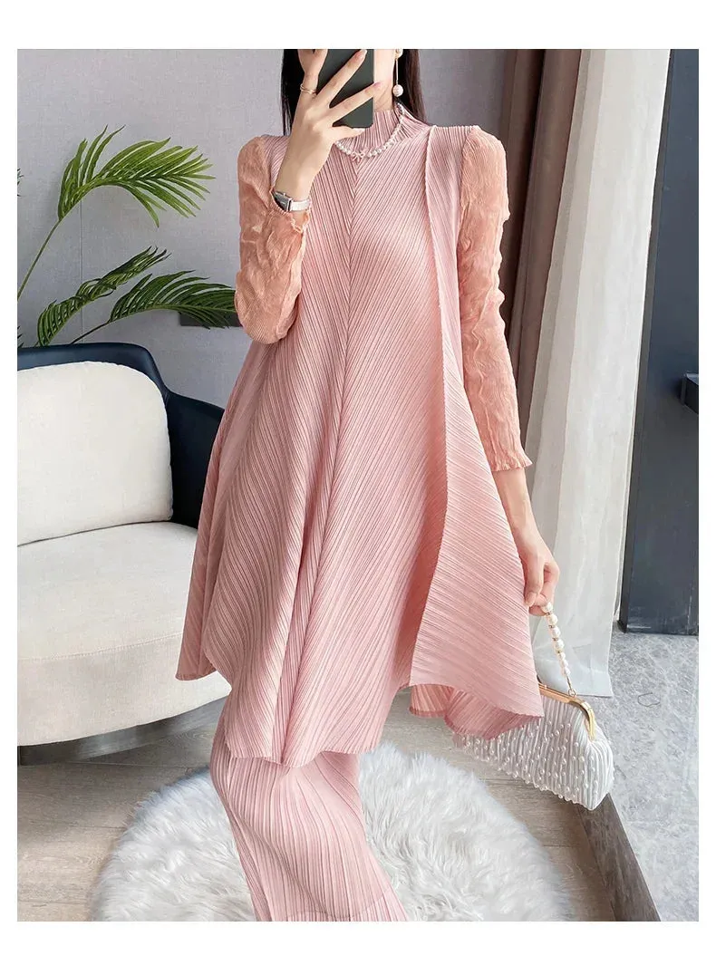 HEYFANCYSTYLE Elegant Comfortable Pleated 2-Piece Set