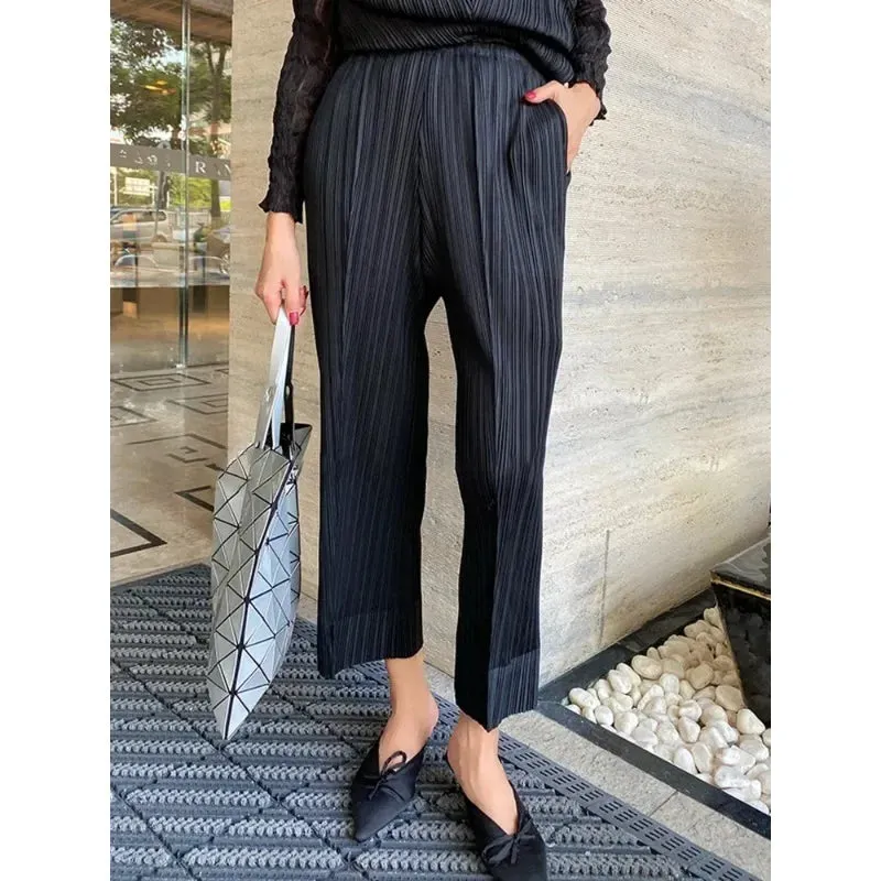 HEYFANCYSTYLE Elegant Comfortable Pleated 2-Piece Set