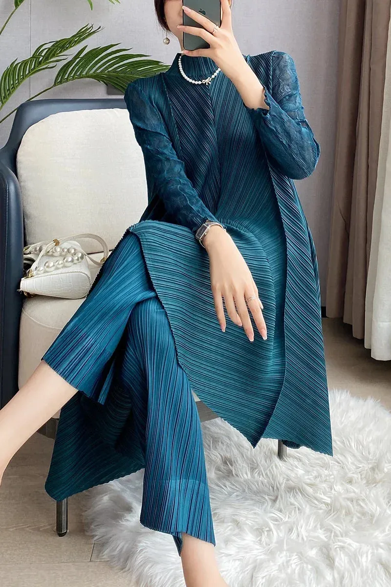 HEYFANCYSTYLE Elegant Comfortable Pleated 2-Piece Set