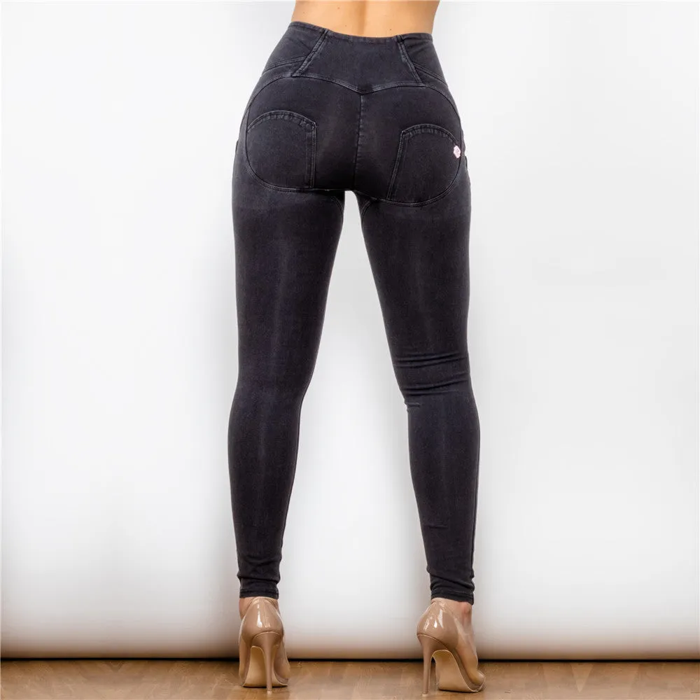 High Waist Dark Thread Black Jeans