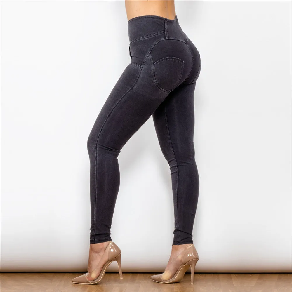 High Waist Dark Thread Black Jeans