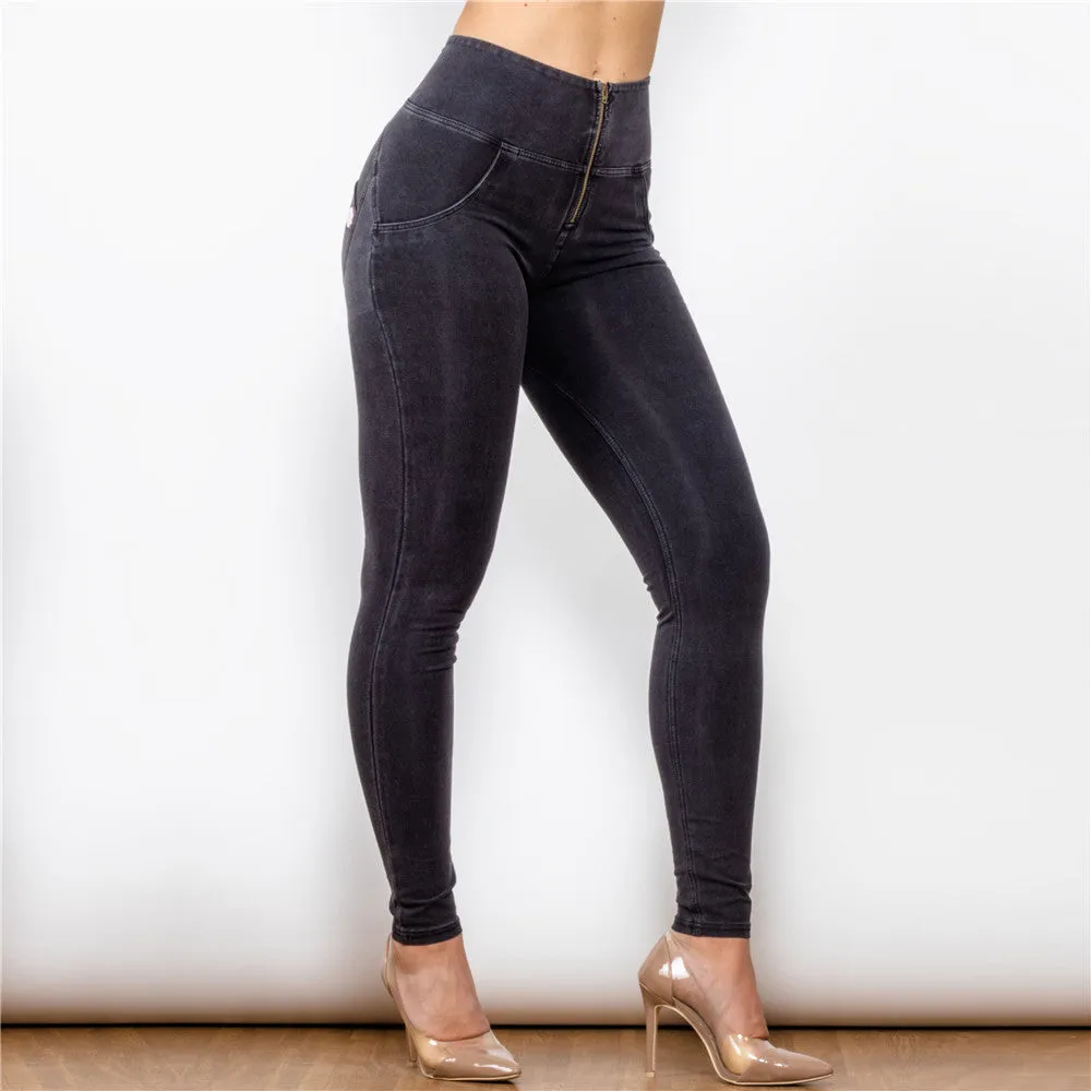 High Waist Dark Thread Black Jeans