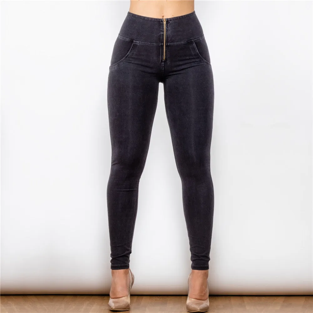 High Waist Dark Thread Black Jeans