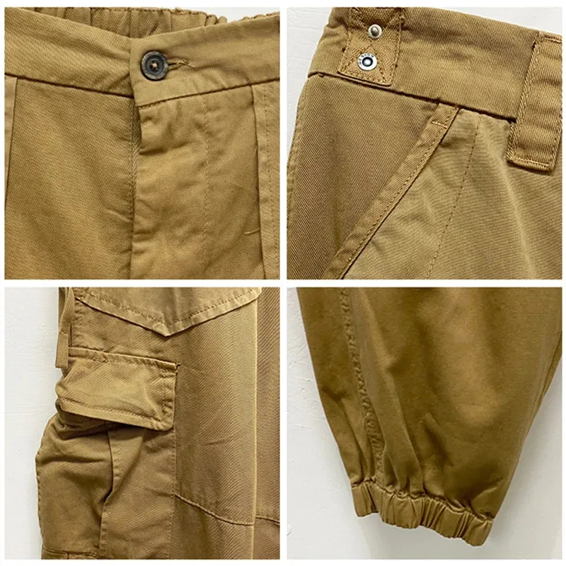 Japanese Trendy Cargo Pants Streetwear Khaki Casual Tactical Joggers