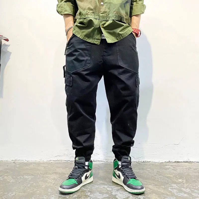 Japanese Trendy Cargo Pants Streetwear Khaki Casual Tactical Joggers