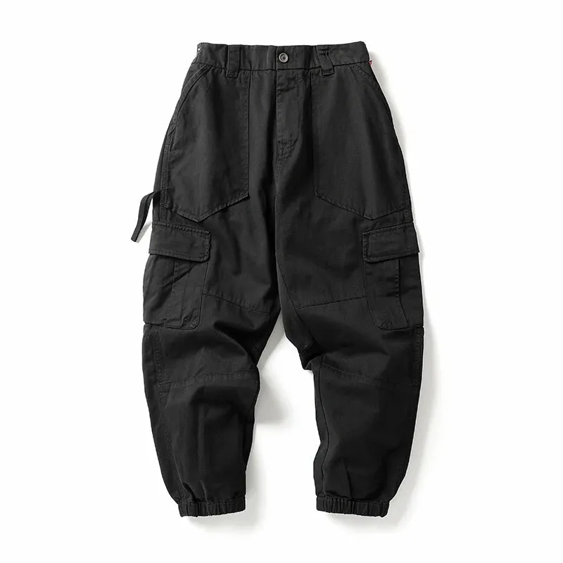 Japanese Trendy Cargo Pants Streetwear Khaki Casual Tactical Joggers