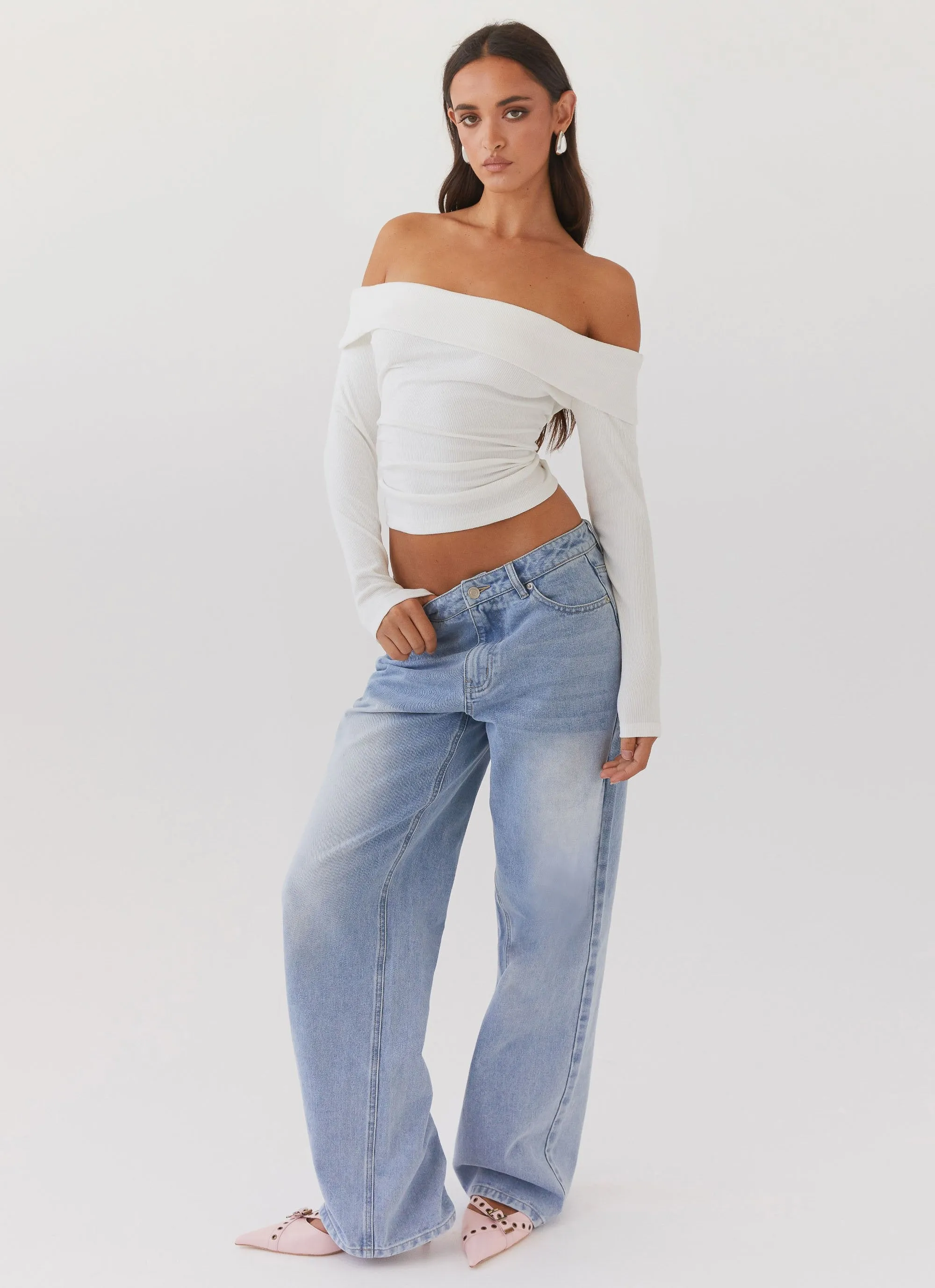 Keanna Low Rise Denim Jeans - Light Blue