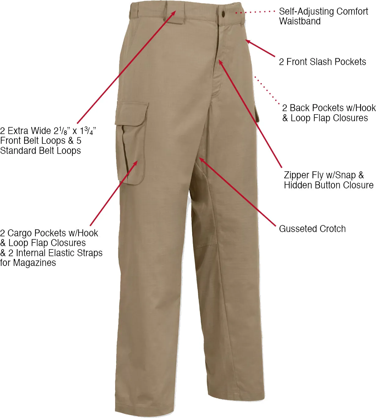 Khaki Tactical 10-8 Lightweight Field Cargo Pants