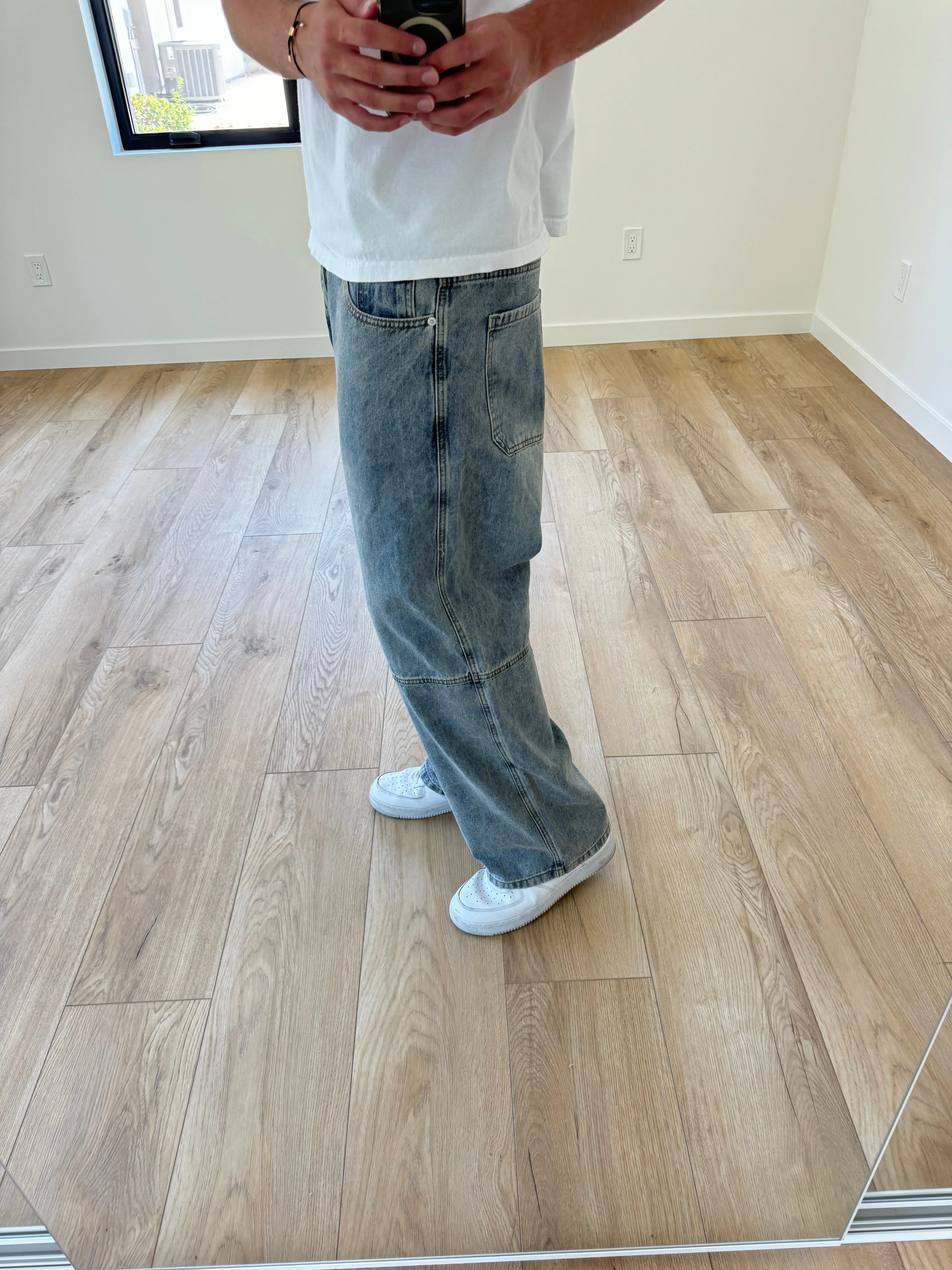 Light Blue Wide Leg Cargo Pants