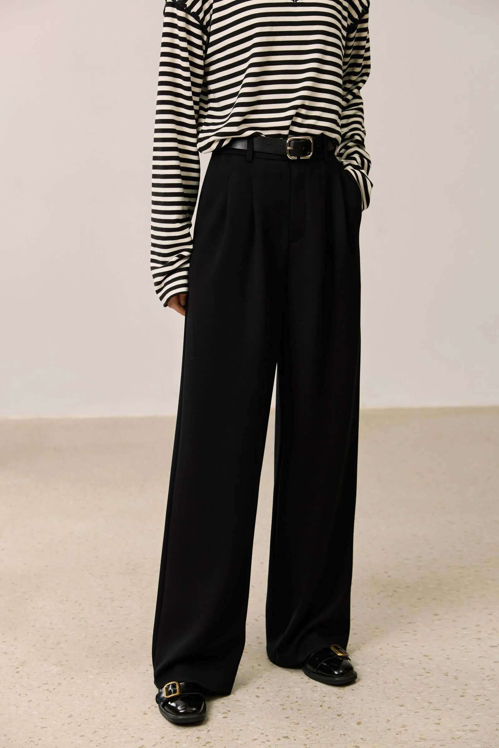 LILY Draped Wide-Leg Trousers