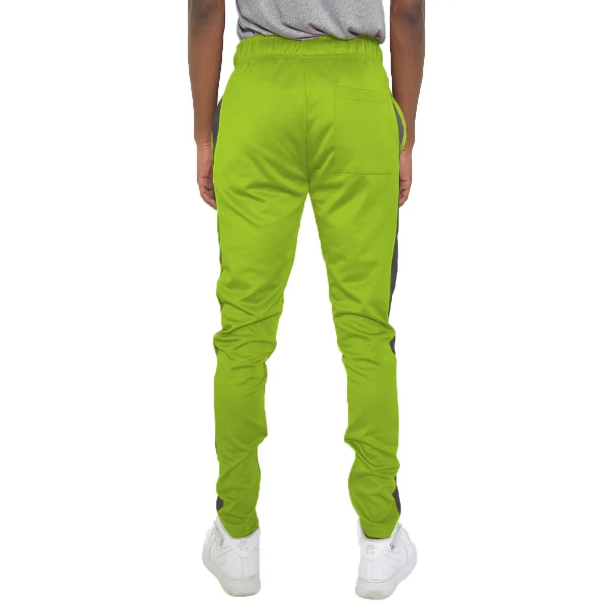 Lime & White Slim Fit Track Pants