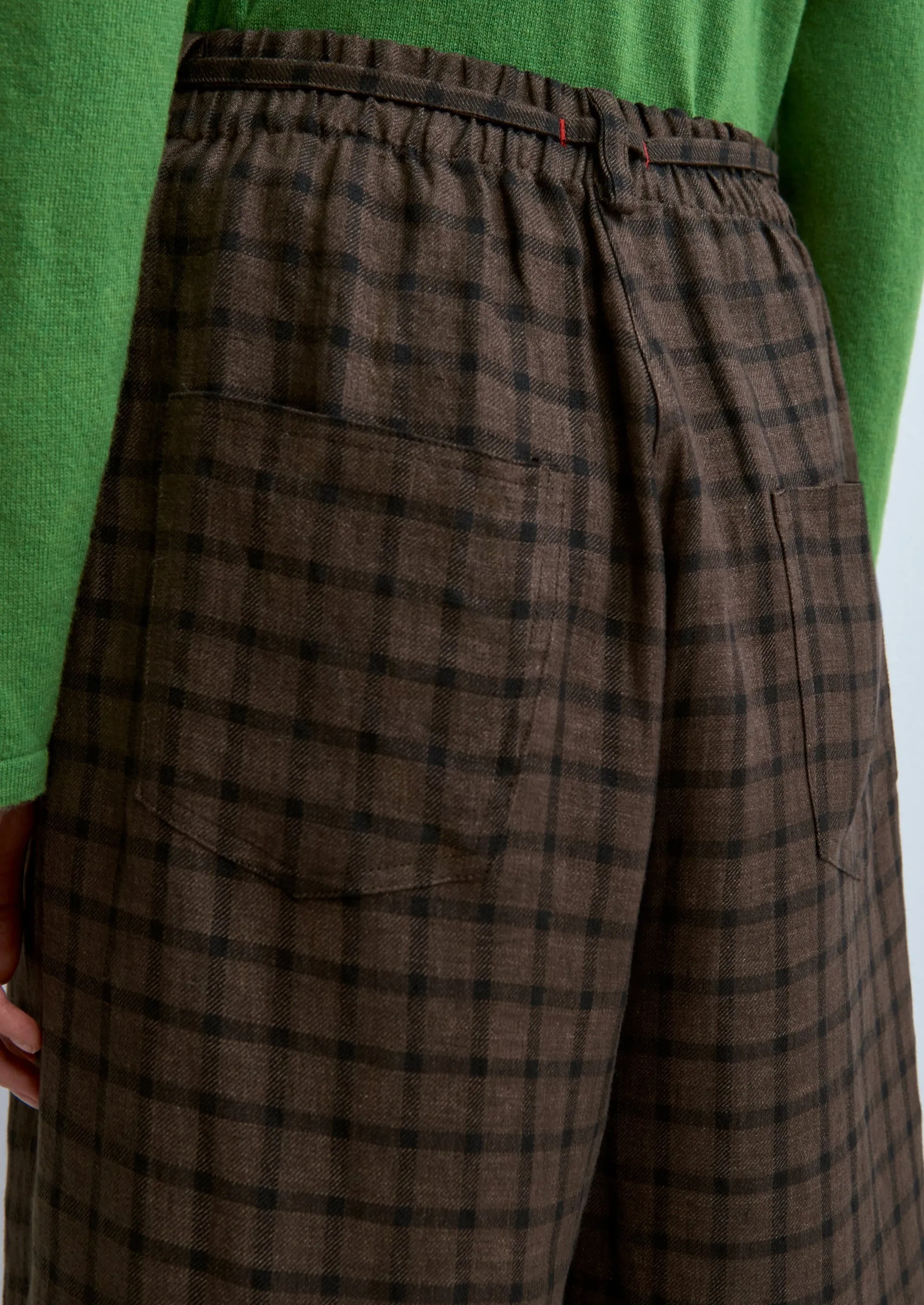 Linen Relaxed Checkered Pants