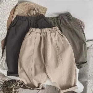 Loose Retro Solid Pants