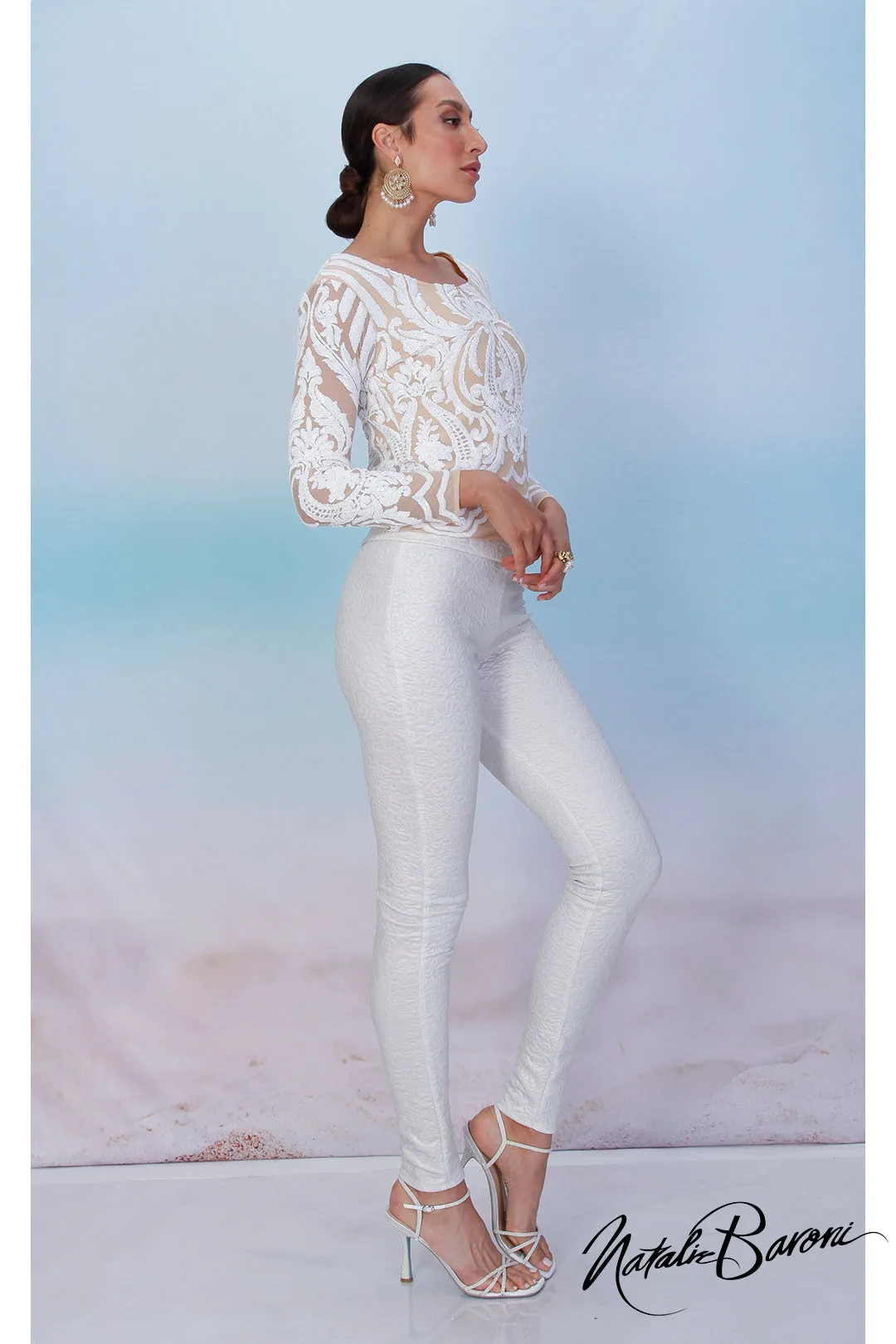 Pearl White Sequin Top - La Scala