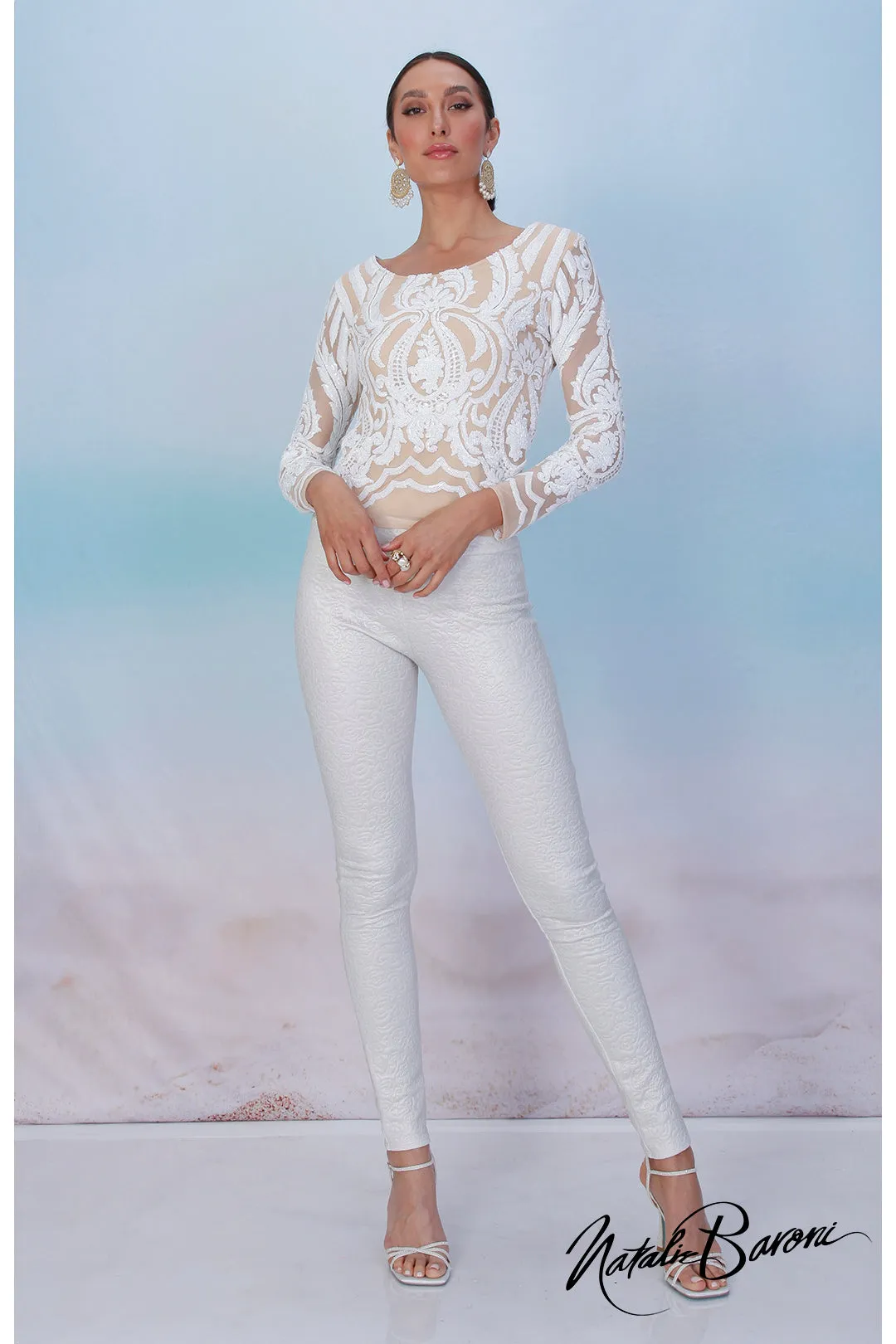 Pearl White Sequin Top - La Scala