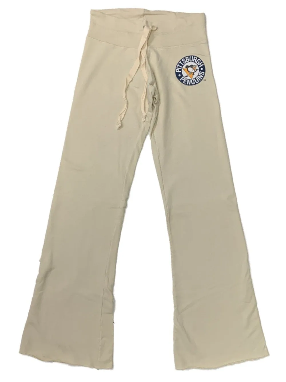 Pittsburgh Penguins Retro Brand WOMEN'S Ivory Raw Edge Drawstring Sweatpants