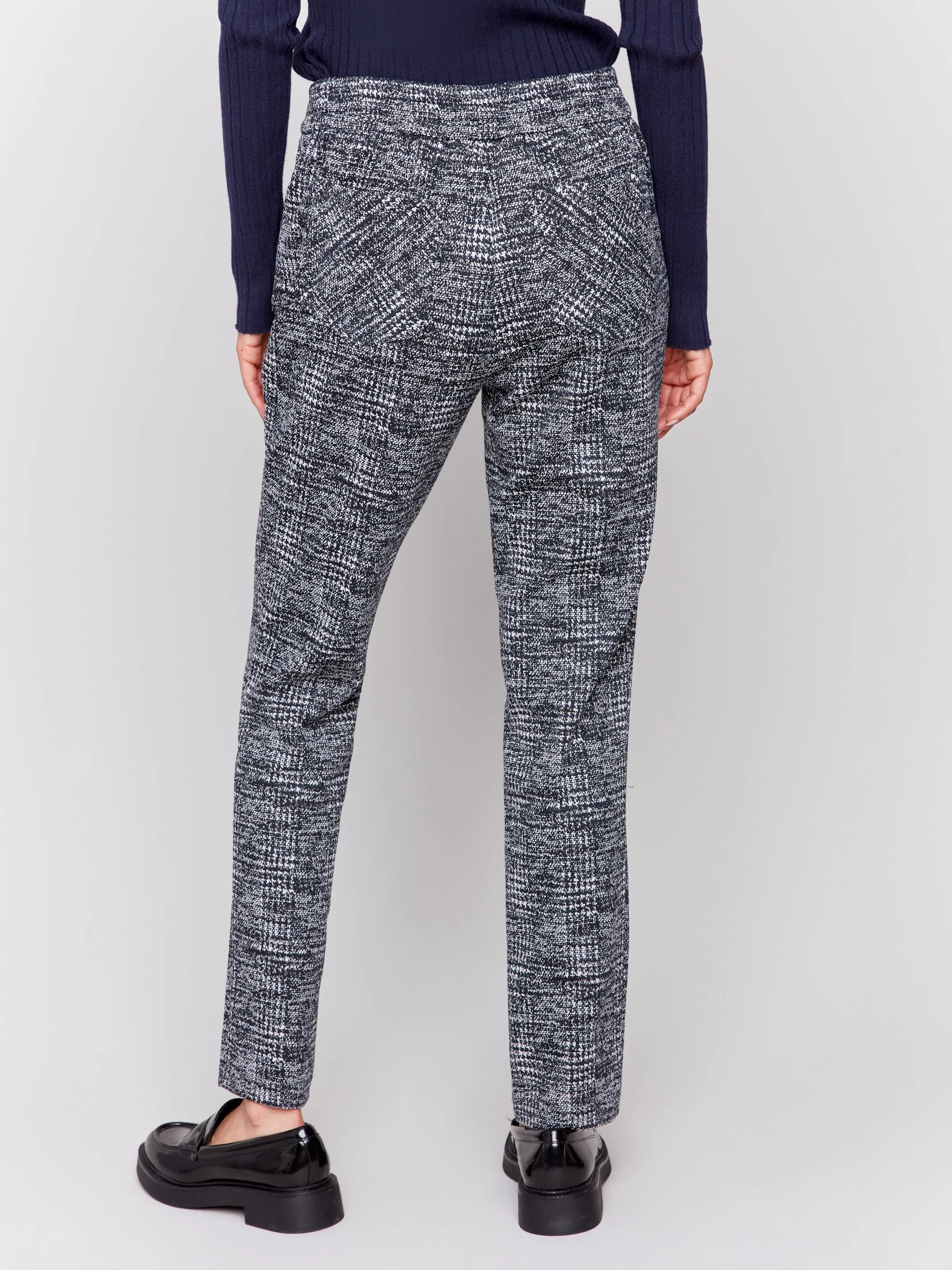 Plaid Knit Jogger Pants - Navy