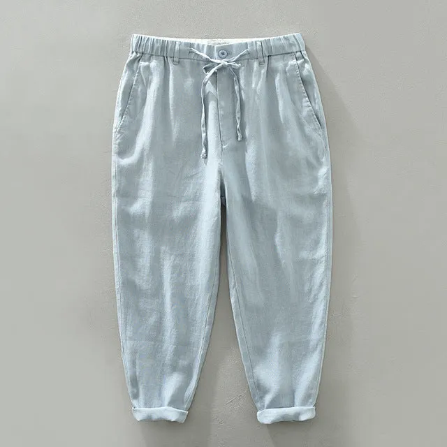 Pure Linen Breathable Solid Loose Pant