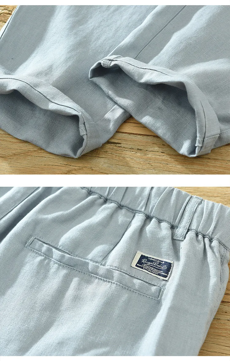 Pure Linen Breathable Solid Loose Pant