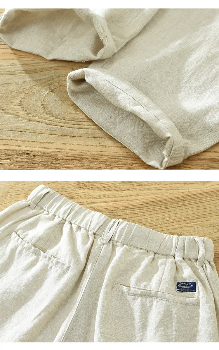 Pure Linen Breathable Solid Loose Pant