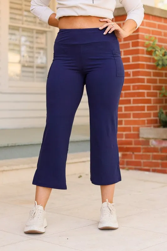 The Lydia Navy High Waisted Gaucho Pants