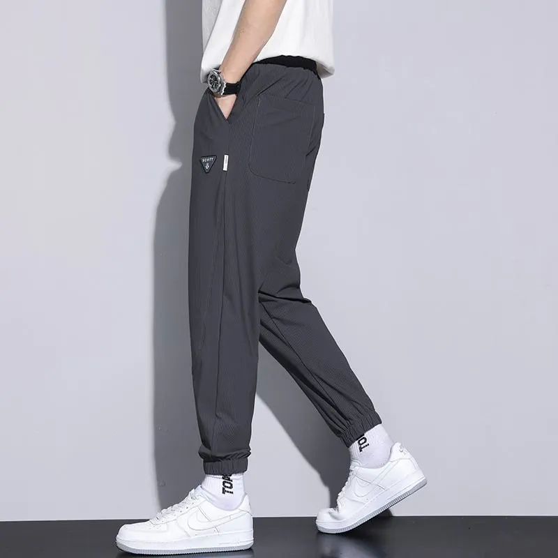 Thin Silky Breathable Loose Fit Tapered Versatile Pants