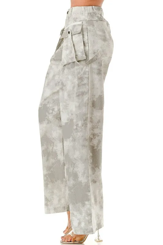 Washed Long Cargo Camo Pants