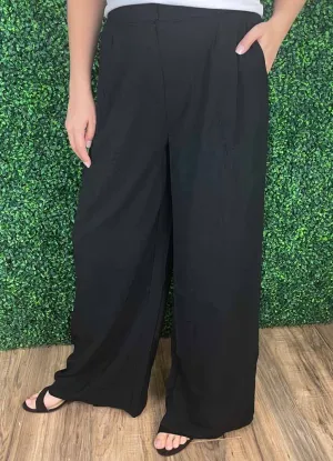 Wide Leg Dress Pants in Black by Umgee