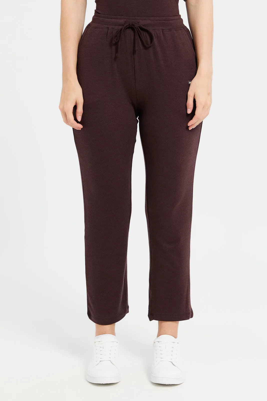 Women Brown Straight Leg Active Pants